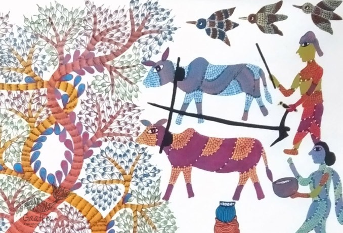 tribal gond painting- Village