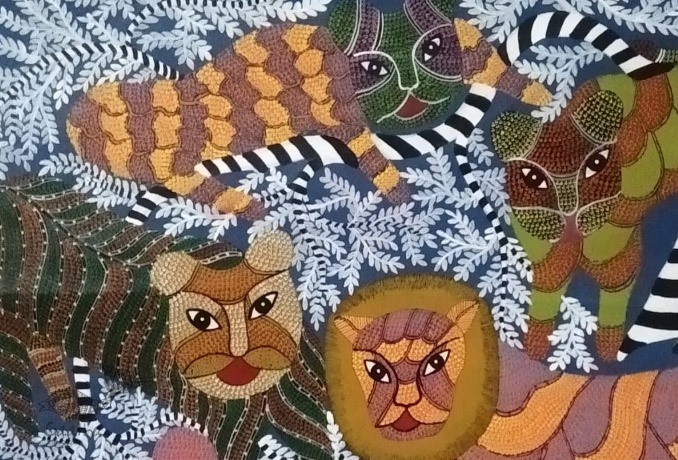 tribal gond painting-Lion
