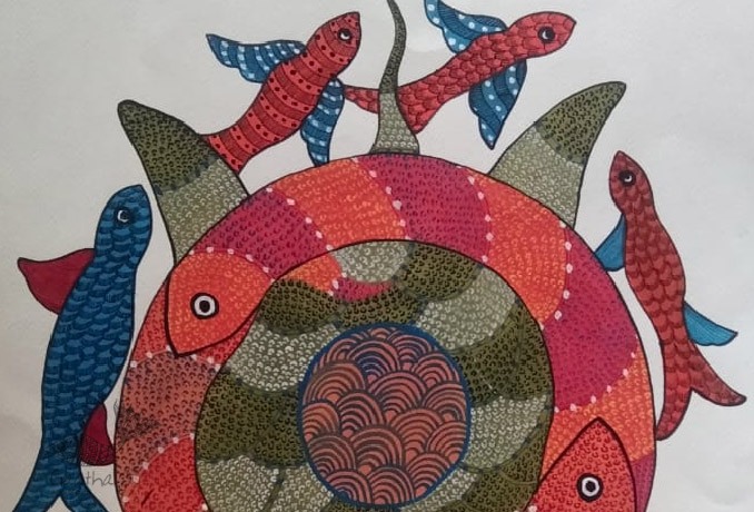 Turtle -tribal gond painting - paper sheet - 