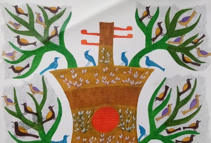 tribal gond painting- Guitar