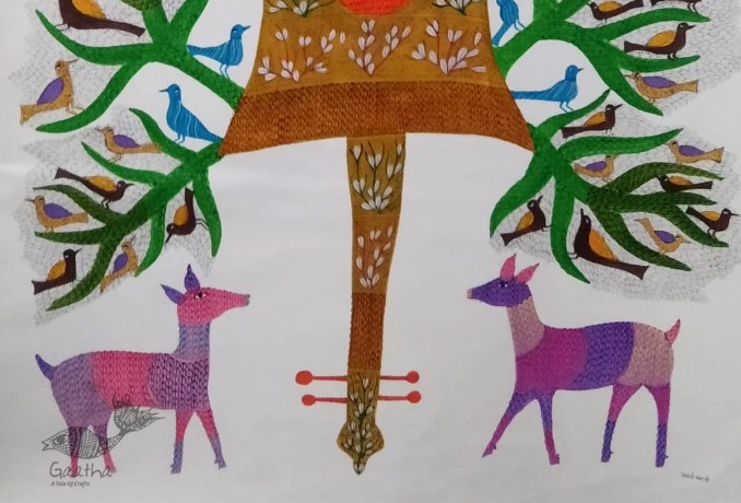 tribal gond painting- Guitar