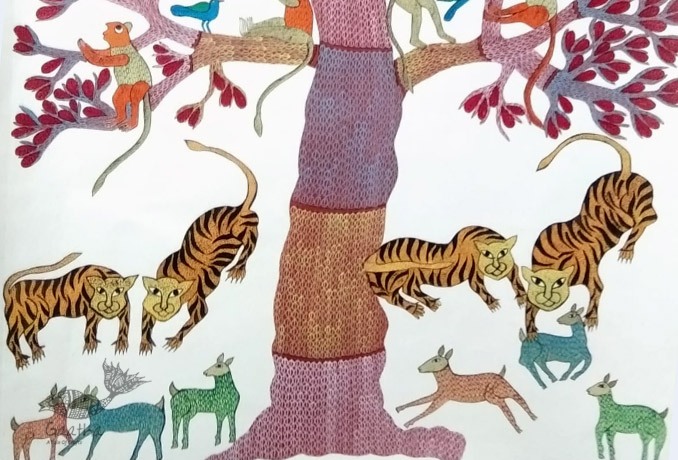 tribal gond painting- Tigers