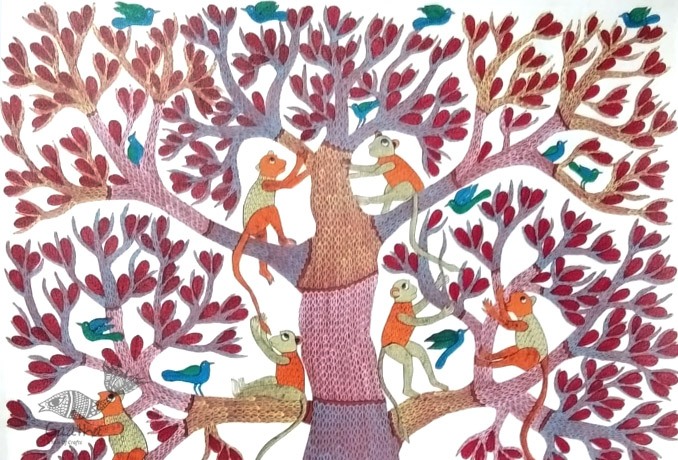 tribal gond painting- Tigers