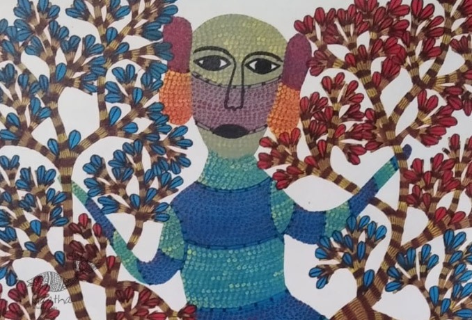 tribal gond painting- Manav