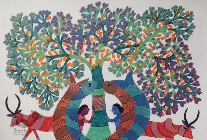 tribal gond painting- Cow