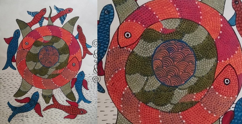 Turtle -tribal gond painting - paper sheet - 