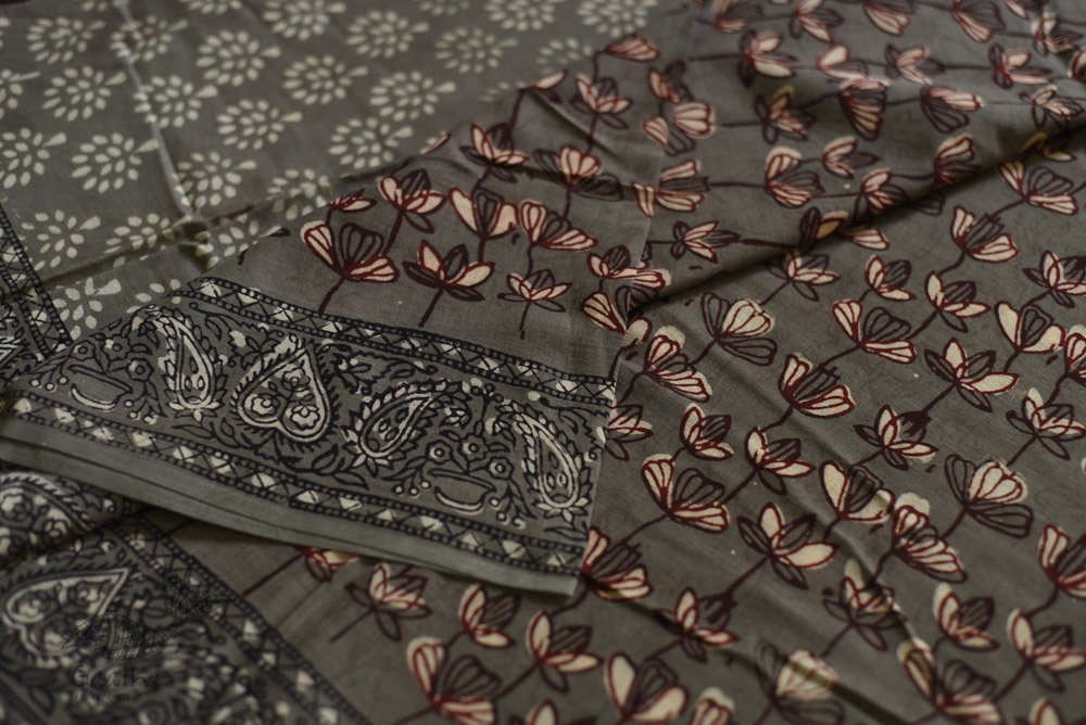 shop dabu hand block printed cotton saree