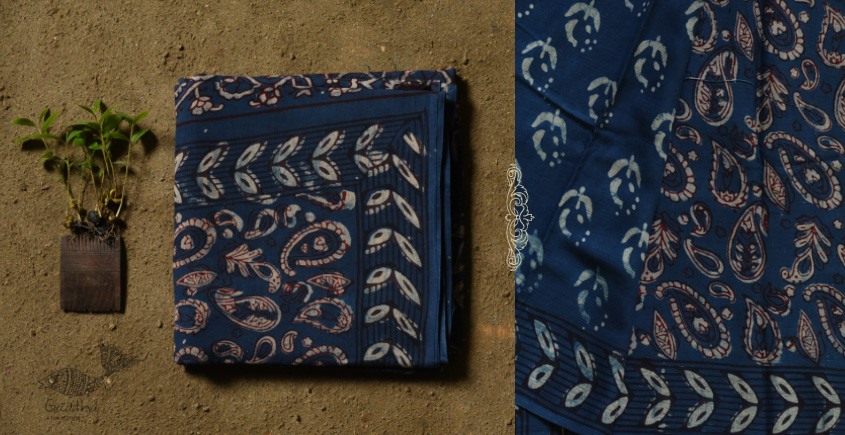 Jivitha Hand Block Indigo Cotton Dress Material – Jivitha Creations