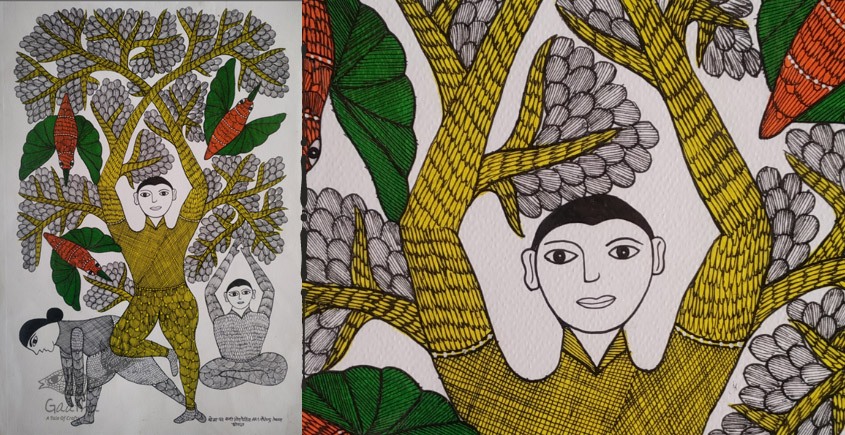 yoga- Gond art- indian art