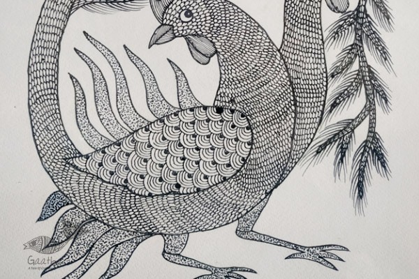 Gond art- rooster