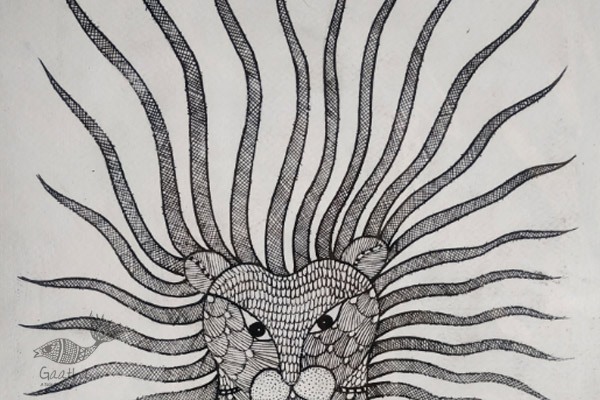 Gond art india- lion