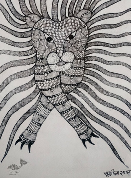 Gond art india- lion