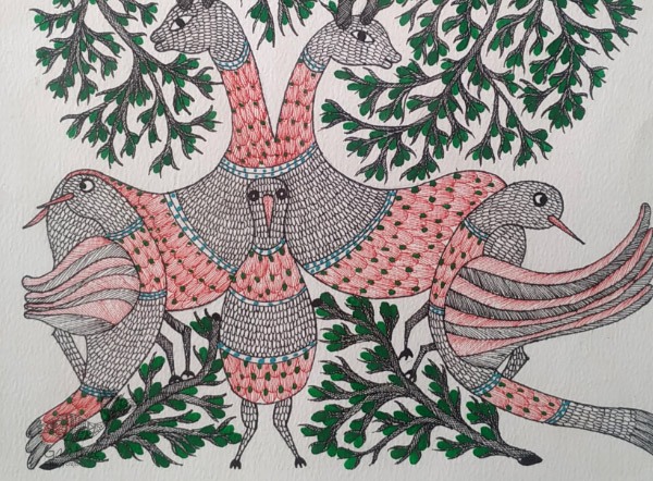 Gond art india - Pigeon 