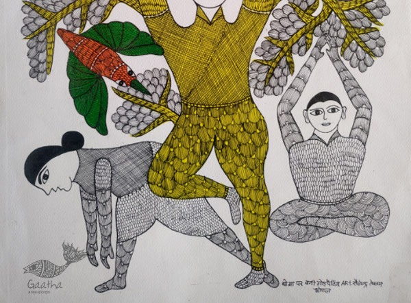 yoga- Gond art- indian art