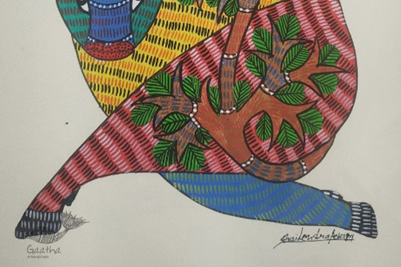 Gond Painting - indian art - A Bull