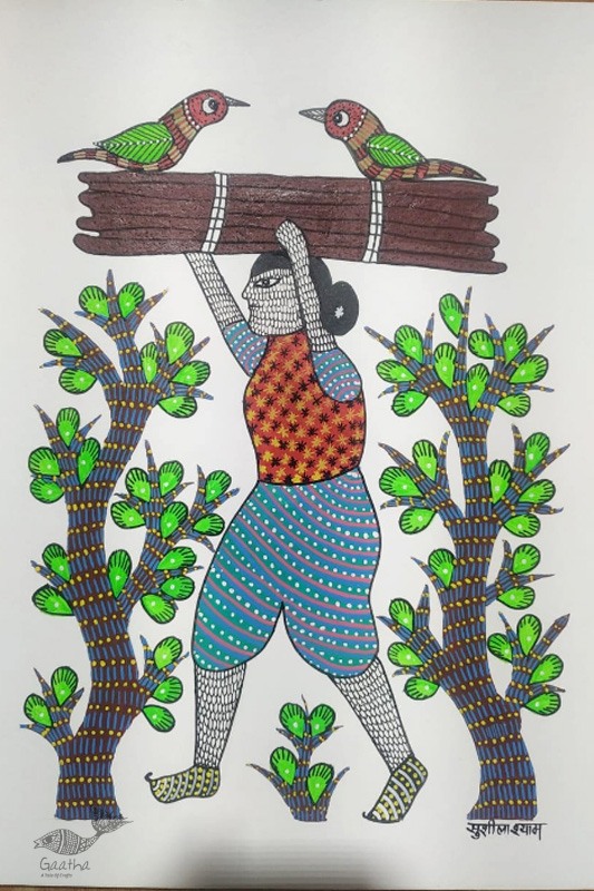 Gond Painting - indian art Village Women