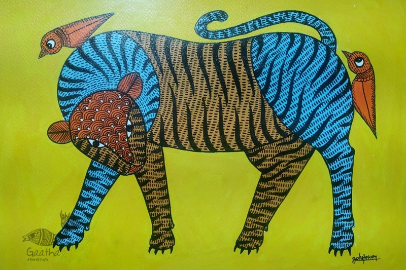 Gond Painting - indian art A Tiger