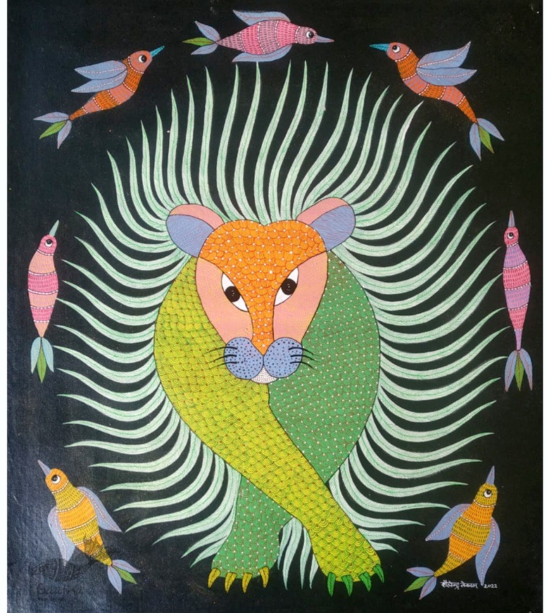 Gond Painting - indian art Tiger