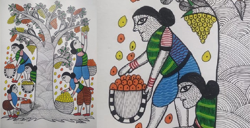 Gond Painting - indian art Mango Tree