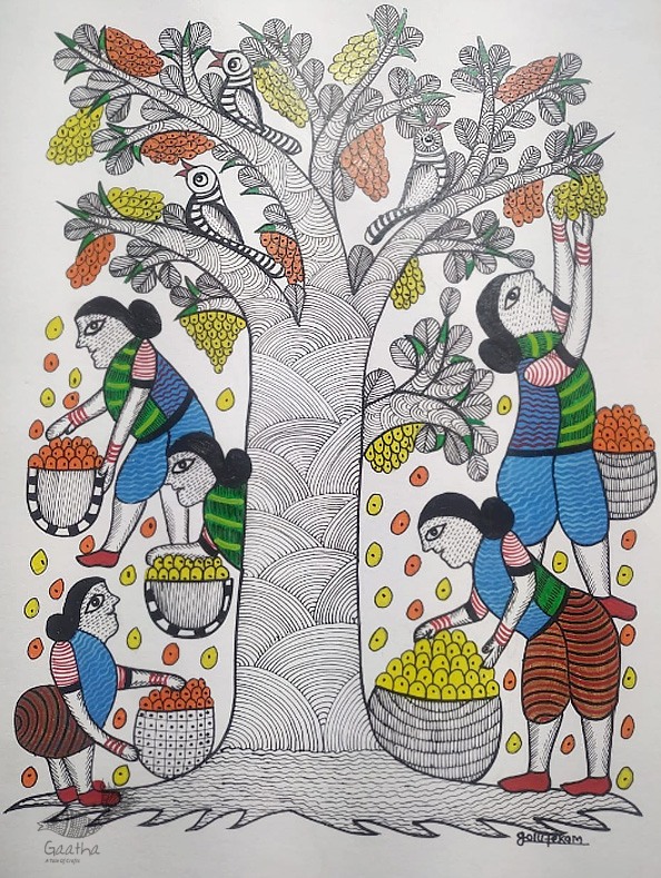 Gond Painting - indian art Mango Tree