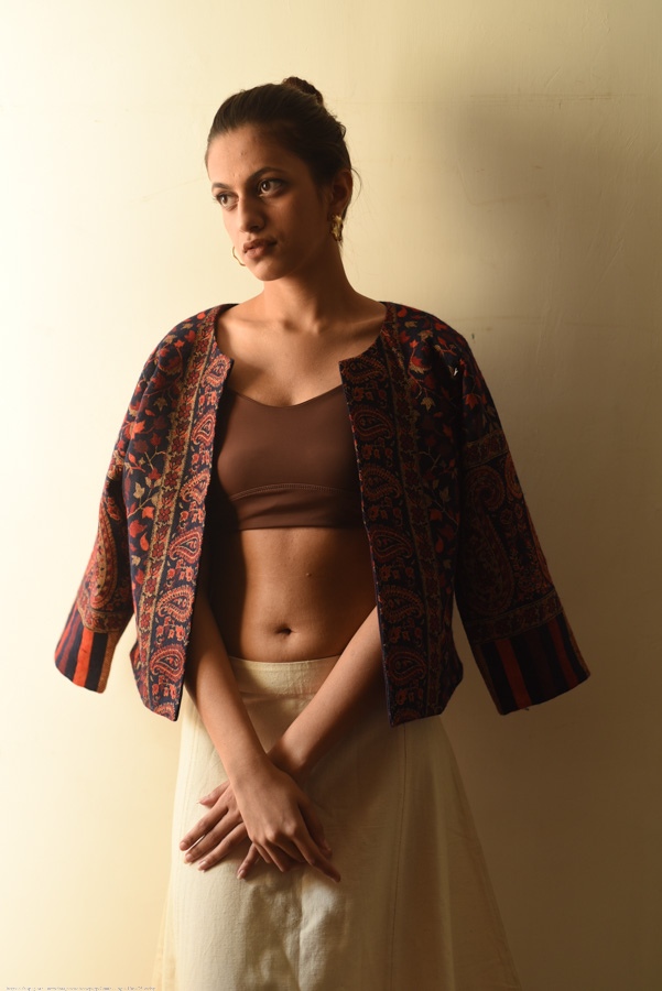 shop stitched woolen Navy Blue Jacket