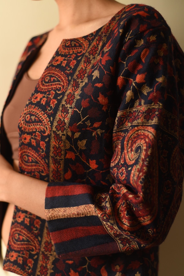 shop stitched woolen Navy Blue Jacket