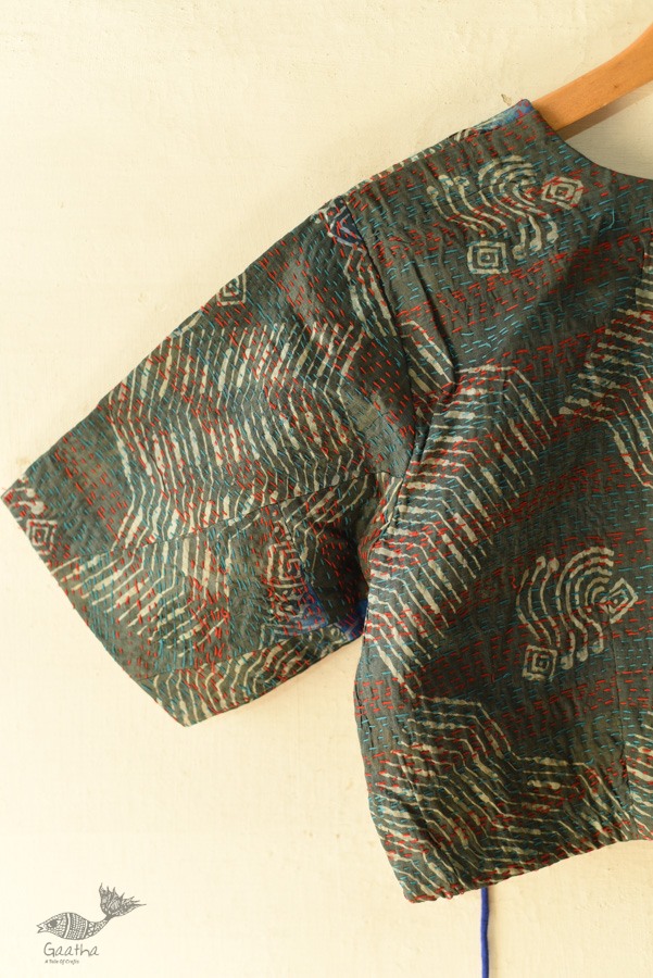 kantha silk blouse stitched