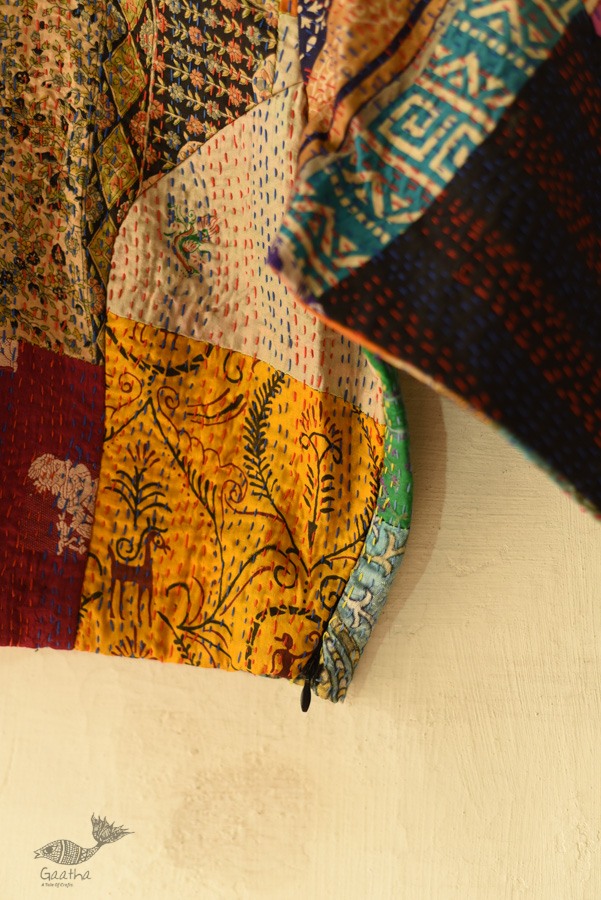 kantha silk blouse With Round Neck stitched