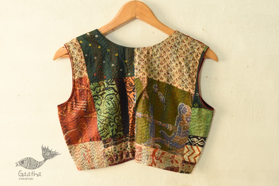 kantha silk blouse stitched