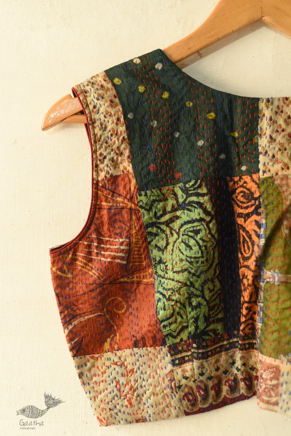 kantha silk blouse stitched