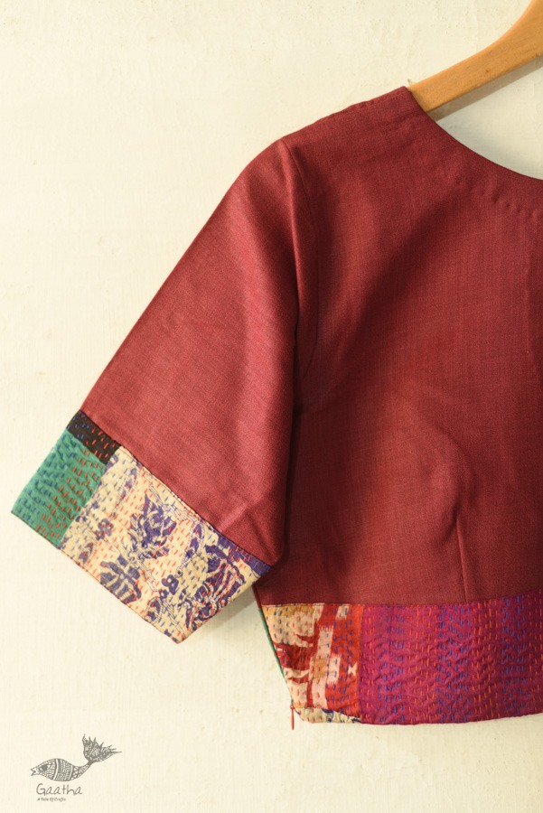 kantha silk cotton blouse stitched