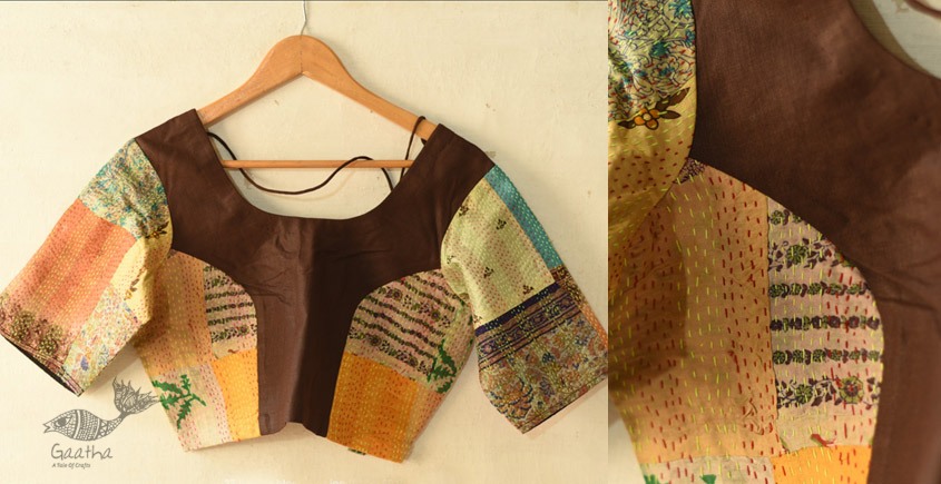 kantha silk cotton blouse stitched