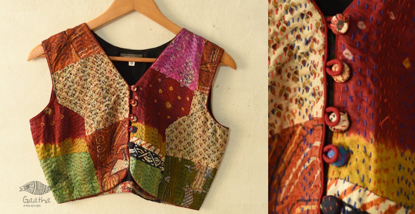 kantha silk blouse stitched