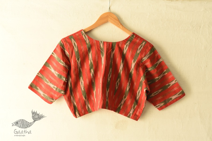 cotton red blouse stitched - Ikat