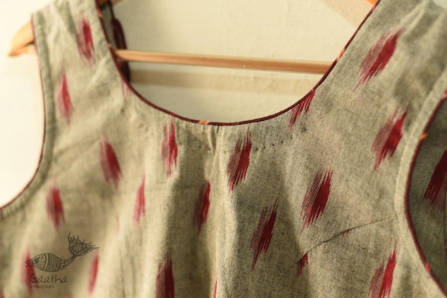 cotton blouse stitched - Grey Ikat