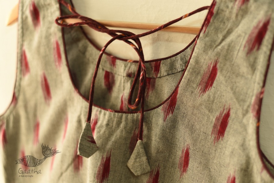 cotton blouse stitched - Grey Ikat