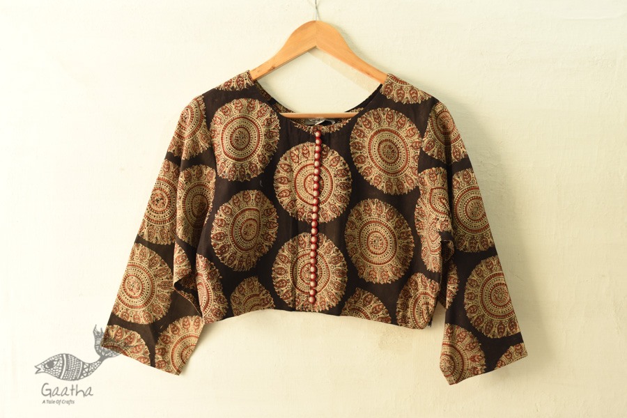 Dabu Block Printed Stitched Cotton Blouse - Block