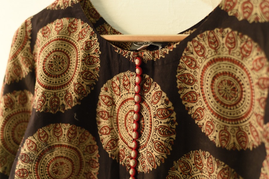 Dabu Block Printed Stitched Cotton Blouse - Block