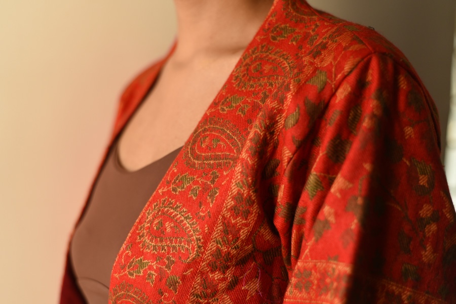 shop Handloom Woolen Jamavar crop Jacket