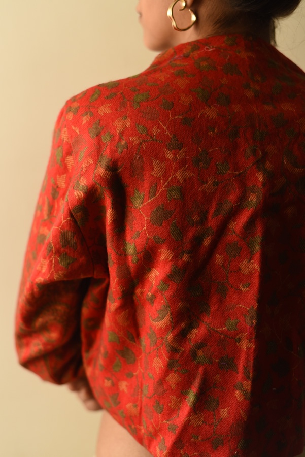 shop Handloom Woolen Jamavar crop Jacket