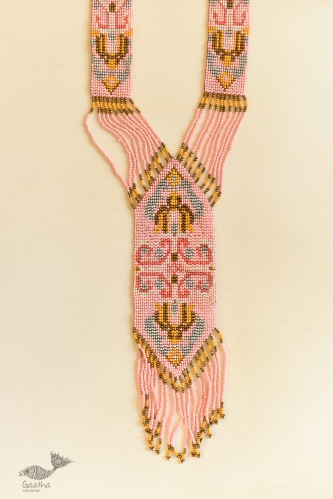 shop online handmade glass bead Necklace in Baby Pink Color