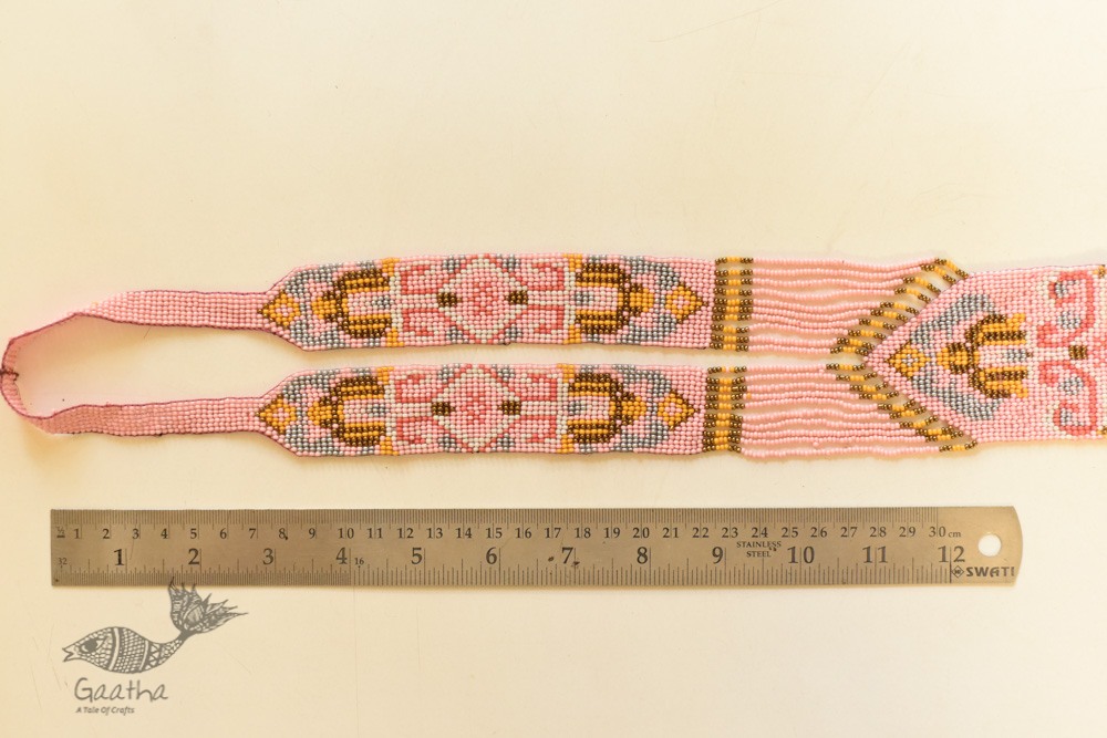 shop online handmade glass bead Necklace in Baby Pink Color