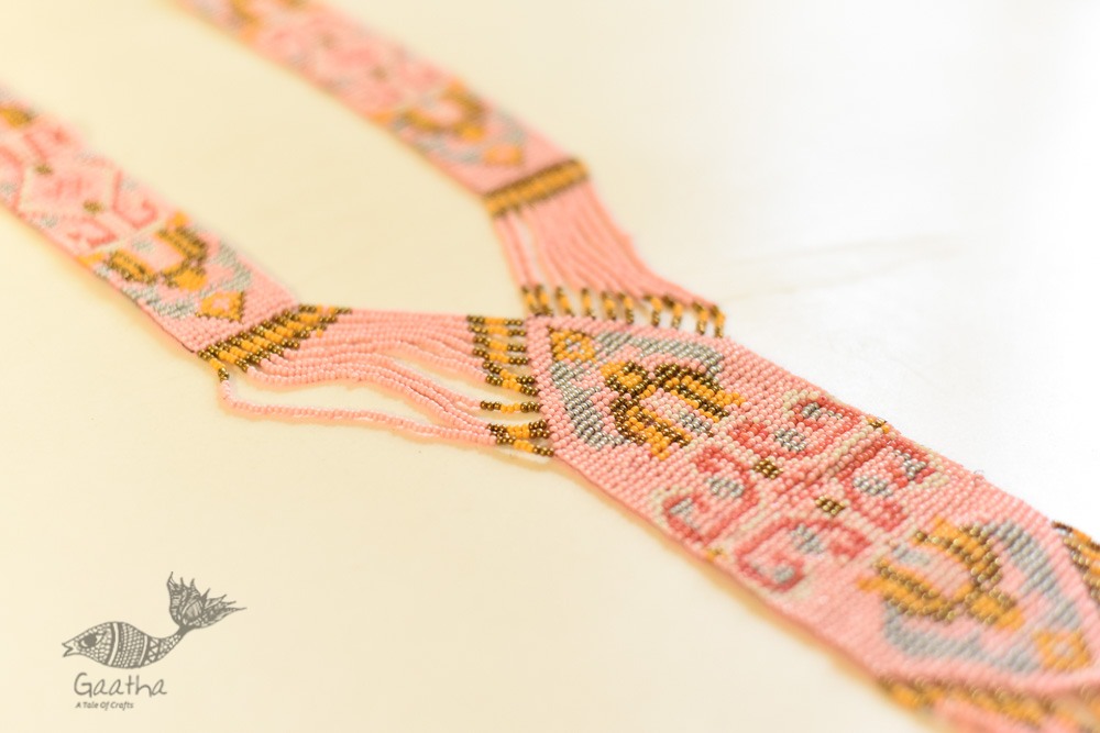 shop online handmade glass bead Necklace in Baby Pink Color