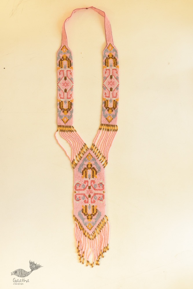 shop online handmade glass bead Necklace in Baby Pink Color