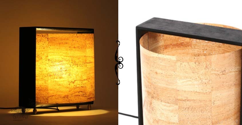 brass and wood table lamp