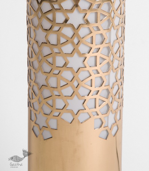 brass and wood table lamp