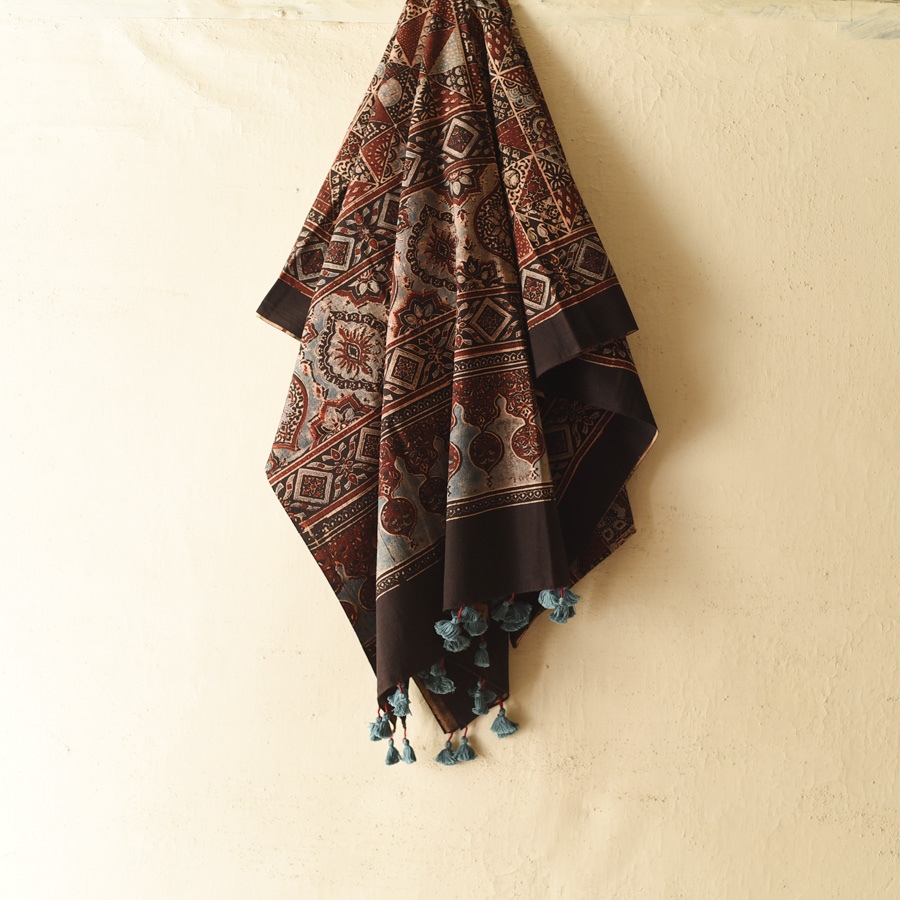 shop Ajrakh Block Printed Pure Cotton Dupatta 17