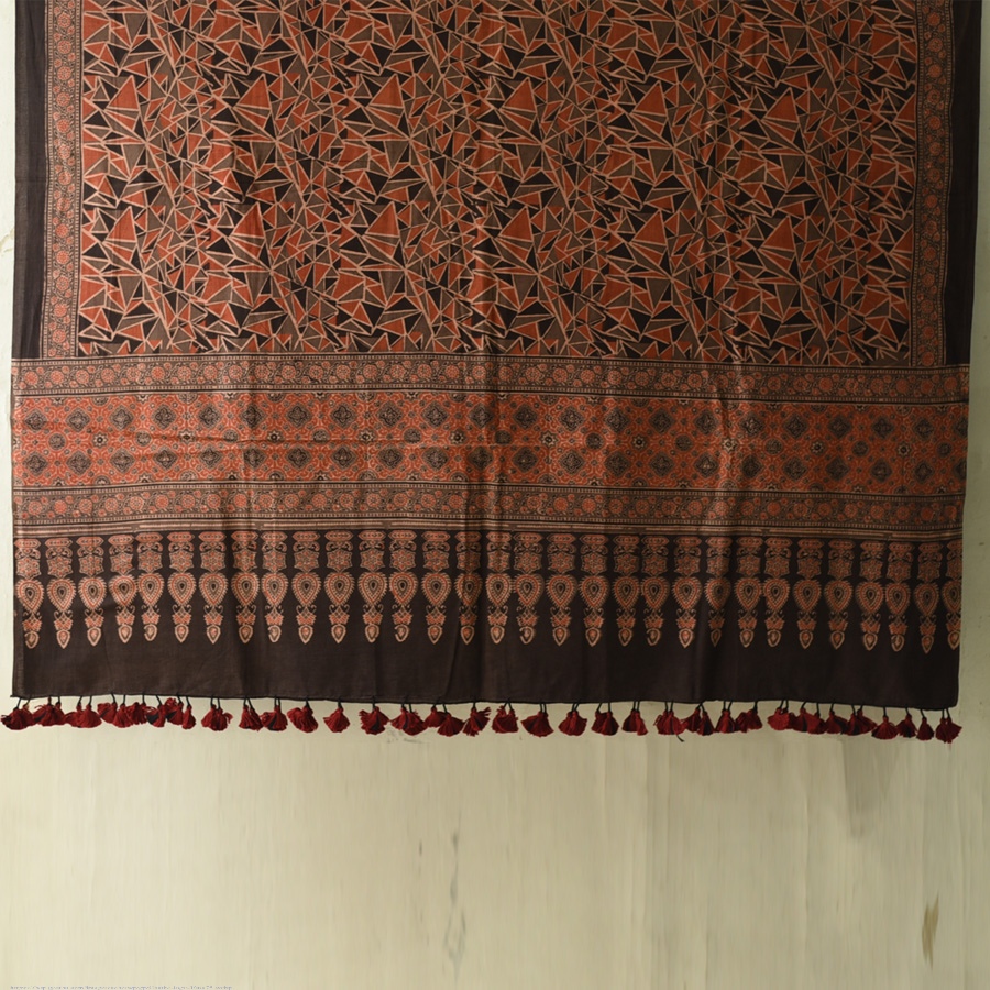 shop Ajrakh Block Printed Pure Cotton Dupatta 01