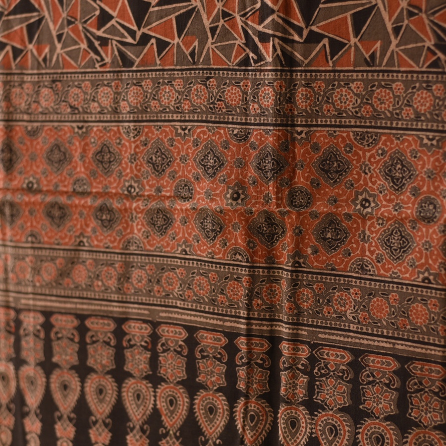 shop Ajrakh Block Printed Pure Cotton Dupatta 01