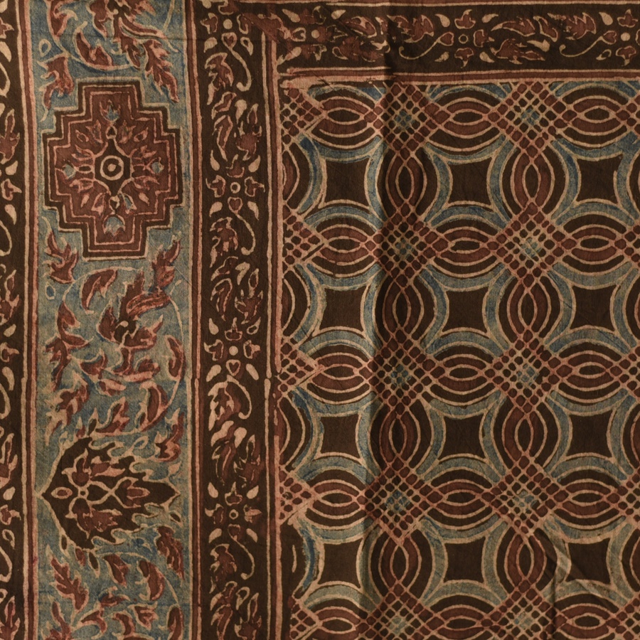 shop Hand Block Printed - Ajrakh Cotton Scarf 